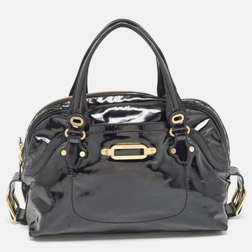 JIMMY CHOO Black Patent Leather Thora Dome Satchel