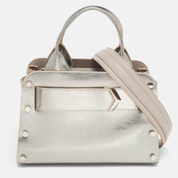 JIMMY CHOO Silver Leather and Suede Satchel