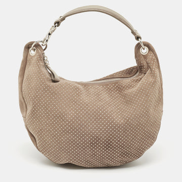 JIMMY CHOO Beige Suede Small Studded Sky Hobo