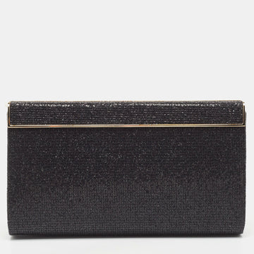 JIMMY CHOO Black Fabric and Glitter Frame Clutch