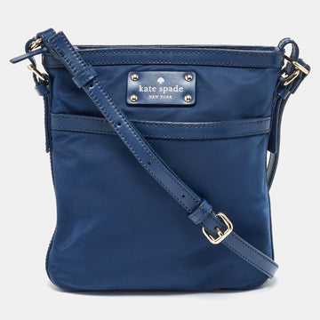 KATE SPADE Blue Nylon and Leather Crossbody Bag