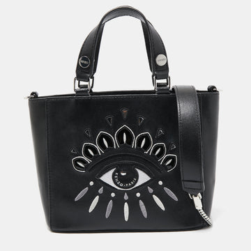 KENZO Black Leather Eye Patch Tote