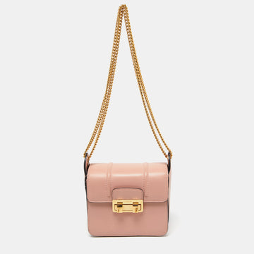 LANVIN Pink Leather Flap Crossbody Bag