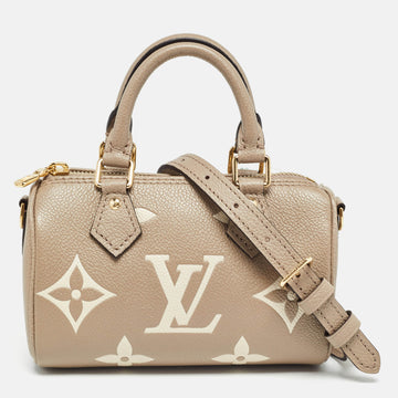 LOUIS VUITTON Tourterelle/Creme Monogram Empreinte Leather Nano Speedy Bag