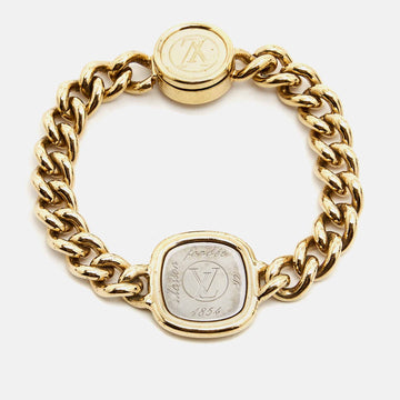 LOUIS VUITTON Maison Fondee en 1854 Curb Chain Two Tone Bracelet