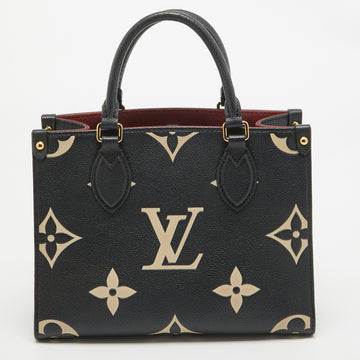 LOUIS VUITTON Black/Beige Empreinte Leather Onthego PM Bag