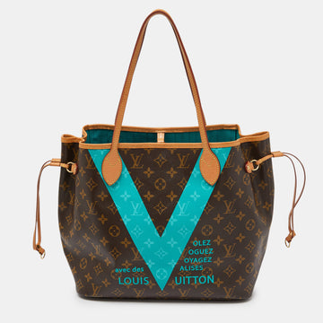 LOUIS VUITTON Turquoise Monogram V Canvas Neverfull MM Bag