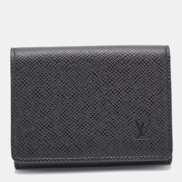 LOUIS VUITTON Black Taiga Leather Business Card Holder