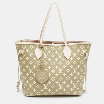 LOUIS VUITTON Khaki/Beige Monogram Empreinte Leather Spring In The City Neverfull MM Bag