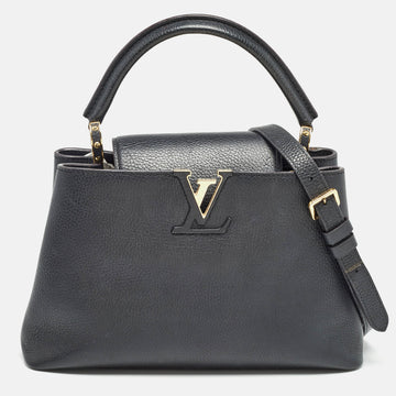 LOUIS VUITTON Black Taurillon Leather Capucines PM Bag