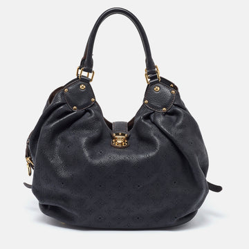 LOUIS VUITTON Black Monogram Mahina Leather L Bag