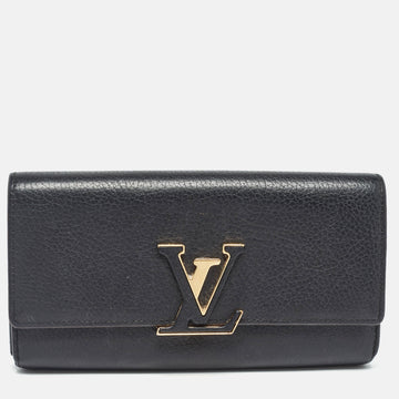 LOUIS VUITTON Black Taurillon Leather Capucines Wallet