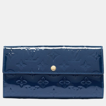 LOUIS VUITTON Grand Blue Monogram Vernis Sarah Wallet