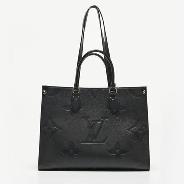 LOUIS VUITTON Black Giant Monogram Empreinte Leather Onthego MM Bag