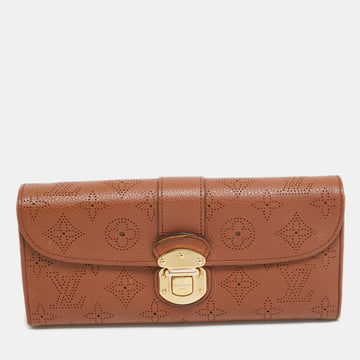 LOUIS VUITTON Cognac Monogram Mahina Leather Amelia Wallet