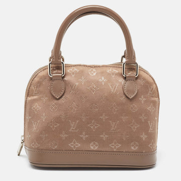 LOUIS VUITTON Taupe Monogram Satin and Leather Mini Alma Bag