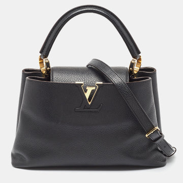 LOUIS VUITTON Black Leather Capucines MM Bag