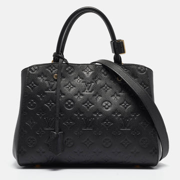 LOUIS VUITTON Black Monogram Empreinte Montaigne MM Bag