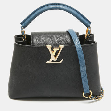 LOUIS VUITTON Black/Blue Taurillon Leather Capucines BB Bag