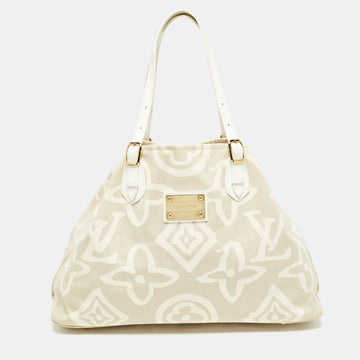 LOUIS VUITTON White/Beige Canvas Tahitienne Cabas Bag