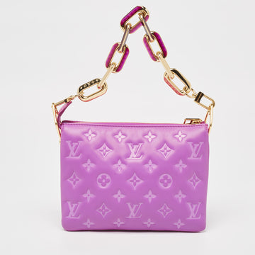 LOUIS VUITTON Orchid Monogram Embossed Leather Coussin BB Bag