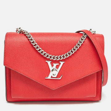 LOUIS VUITTON Red Leather My Lockme BB Bag