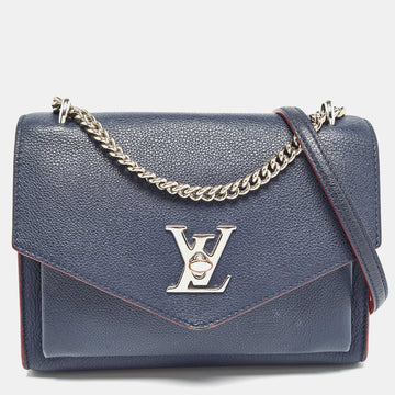 LOUIS VUITTON Navy Blue Leather Mylockme Chain Bag