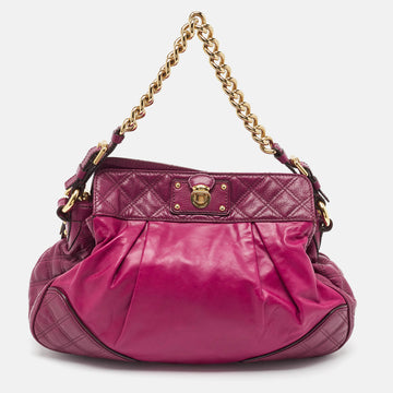 MARC JACOBS Fuchsia Quilted Leather Chain Shoulder Bag