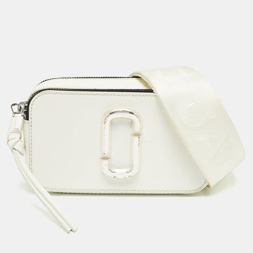 MARC JACOBS White Patent Leather Snapshot Crossbody Bag