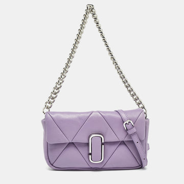 MARC JACOBS Lilac Puffy Diamond Quilted Leather Shoulder Bag
