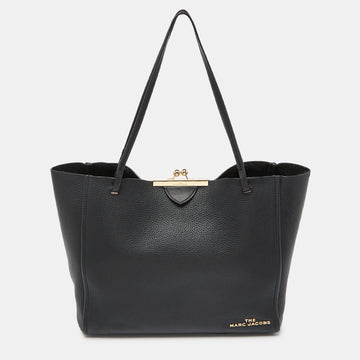 MARC JACOBS Black Leather The Kiss Shopper Tote