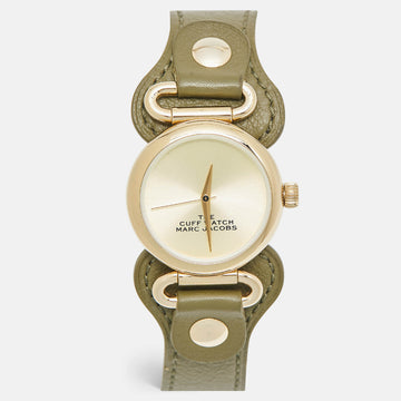 MARC JACOBS Champagne Gold PVD Coated Stainless Steel Leather The Cuff Watch MJO120179289 Women's Wristwatch 32 mm