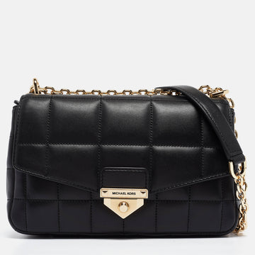 MICHAEL KORS Black Quilted Leather Large Soho Chain Shoulder Bag