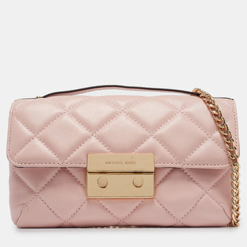 MICHAEL KORS Pink Quilted Leather Small Sloan Crossbody Bag