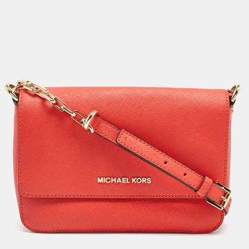 MICHAEL KORS Red Leather Daniela Crossbody Bag