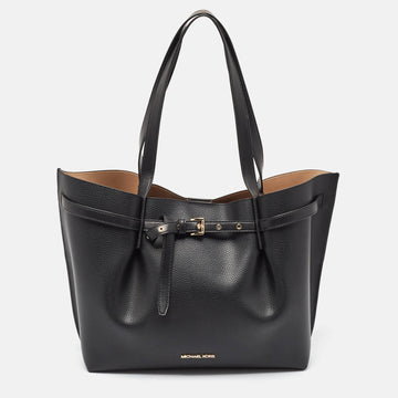 MICHAEL KORS Black Leather Large Emilia East/West Tote