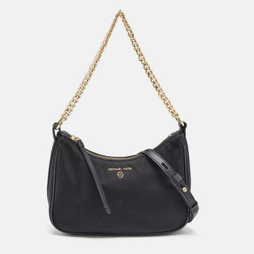 MICHAEL KORS Black Nylon and Leather Gabardine Crossbody Bag