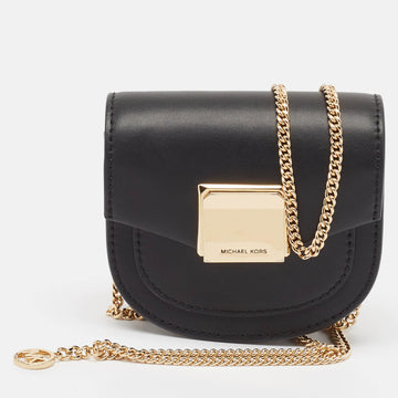 MICHAEL KORS Black Leather Extra-Small Lita Crossbody Bag