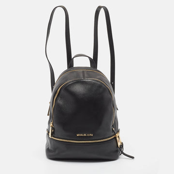 MICHAEL KORS Black Leather Medium Rhea Backpack