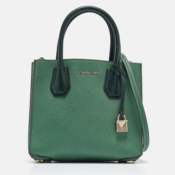 MICHAEL KORS Green Leather Small Mercer Tote