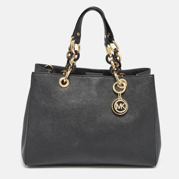 MICHAEL MICHAEL KORS Black Leather Medium Cynthia Tote