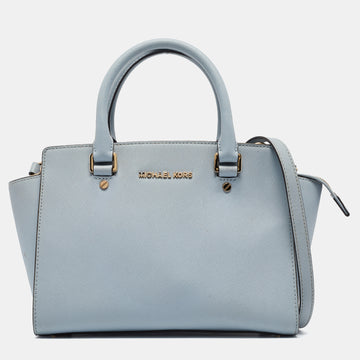 MICHAEL KORS Light Blue Leather Medium Selma Tote