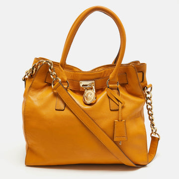 MICHAEL KORS Mustard Leather Large Hamilton North South Tote