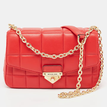 MICHAEL KORS Red Quilted Leather Large Soho Shoulder Bag