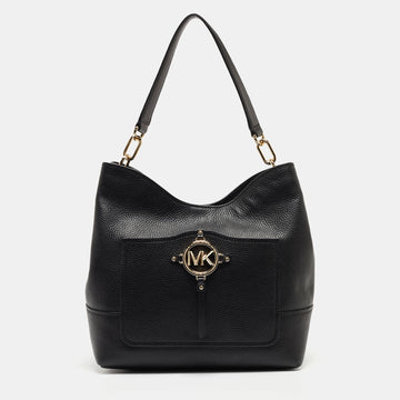 MICHAEL KORS Black Leather Amy Hobo