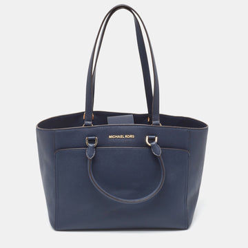 MICHAEL KORS Navy Blue Leather Large Emmy Tote