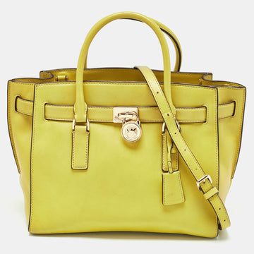 MICHAEL KORS Lime Green Leather Hamilton Tote