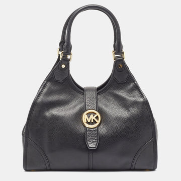 MICHAEL KORS Black Leather Hudson Shoulder Bag