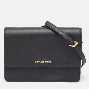 MICHAEL KORS Black Saffiano Leather Large Daniela Crossbody Bag