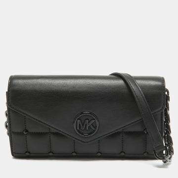 MICHAEL KORS Black Quilted Leather Carmen Wallet On Chain